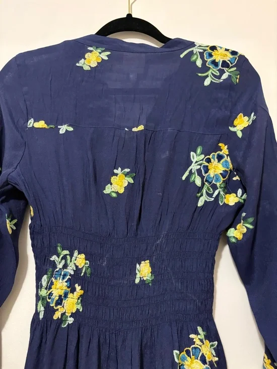 Fig and flower by Anthropologie Navy Maxi Dress with Floral Embroidery Size M - Picture 11 of 16